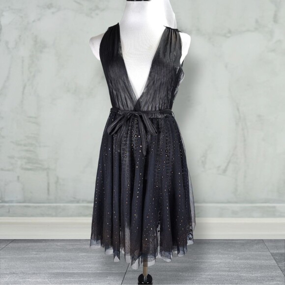 RN Convertible Dark Fairy Sheer Party Dress Size S Layered Glitter Tulle Mesh - Picture 1 of 16